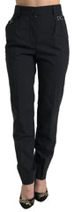 Dolce & Gabbana Black Wool High Waist Tapered Pants - IT38 | XS - Trousers