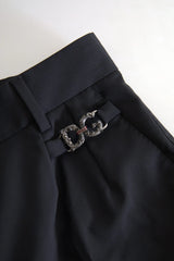 Dolce & Gabbana Black Wool High Waist Tapered Pants - IT38 | XS - Trousers