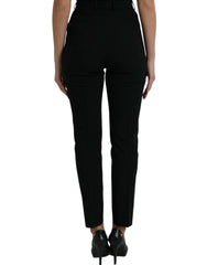 Dolce & Gabbana Black Wool High Waist Tapered Pants - IT40|S - Trousers