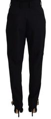 Dolce & Gabbana Black Wool High Waist Tapered Pants - IT40|S - Trousers