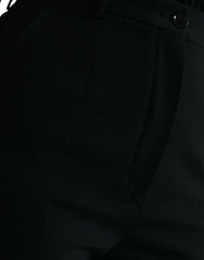 Dolce & Gabbana Black Wool High Waist Tapered Pants - IT40|S - Trousers