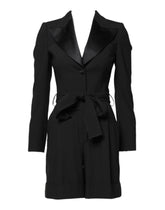 Dolce & Gabbana Black Wool Jumpsuit Dress Women Coat Jacket - IT36|XXS - Overcoats