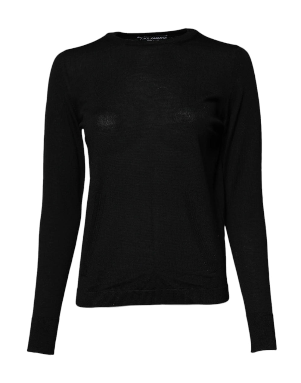 Dolce & Gabbana Black Wool Knit Crew Neck Pullover Sweater - IT38 | XS - Sweaters