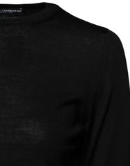 Dolce & Gabbana Black Wool Knit Crew Neck Pullover Sweater - IT38 | XS - Sweaters