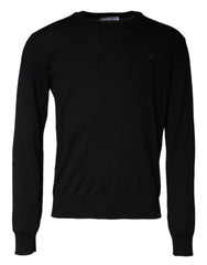 Dolce & Gabbana Black Wool Knit Crew Neck Pullover Sweater - IT50 | L - Sweaters
