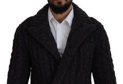 Dolce & Gabbana Black Wool Knit Double Breasted Coat Jacket - IT46 | S - Overcoats