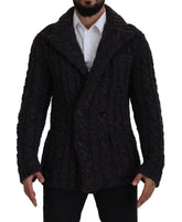 Dolce & Gabbana Black Wool Knit Double Breasted Coat Jacket - IT46 | S - Overcoats