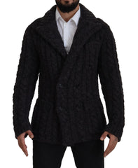 Dolce & Gabbana Black Wool Knit Double Breasted Coat Jacket - IT46 | S - Overcoats
