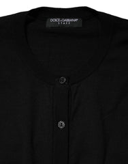 Dolce & Gabbana Black Wool Knit Round Neck Cardigan Sweater - IT42|M - Cardigans