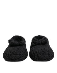 Dolce & Gabbana Black Wool Knit Slip On Ballerina Flats Shoes - EU38/US7.5 - Flats