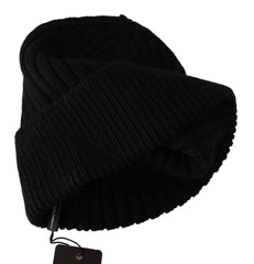 Dolce & Gabbana Black Wool Knit Women Winter Hat - Beanies