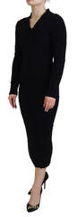 Dolce & Gabbana Black Wool Knitted Sheath Sweater Dress - Dresses