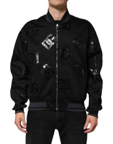 Dolce & Gabbana Black Wool Logo DG Mania Men Bomber Jacket - IT54 | XL - Bomber Jackets