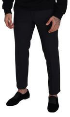 Dolce & Gabbana Black Wool Men Formal Pants - IT50 | L - Trousers