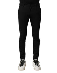 Dolce & Gabbana Black Wool Men Skinny Mid Waist Pants - IT46 | S - Trousers