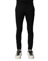 Dolce & Gabbana Black Wool Men Skinny Mid Waist Pants - IT46 | S - Trousers