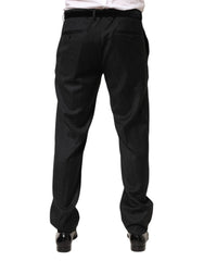 Dolce & Gabbana Black Wool Mid Waist Dress Men Trouser Pants - IT52 | XL - Trousers