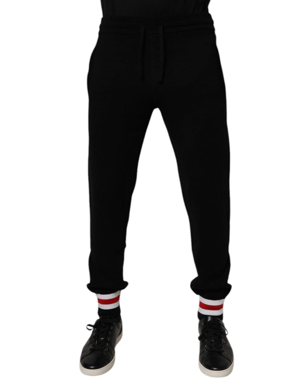 Dolce & Gabbana Black Wool Mid Waist Jogger Sweatpants Pants - Joggers