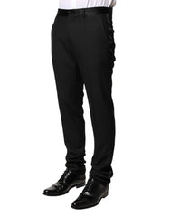 Dolce & Gabbana Black Wool Mid Waist Men Dress Trousers Pants - IT46 | S