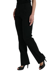Dolce & Gabbana Black Wool Mid Waist Tapered Pants - IT38 | XS - Trousers