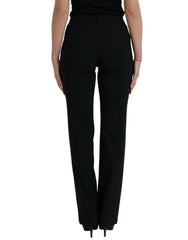 Dolce & Gabbana Black Wool Mid Waist Tapered Pants - IT38 | XS - Trousers