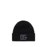 Dolce & Gabbana Black Wool Oves Aries Beanie - UNI