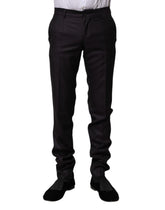 Dolce & Gabbana Black Wool Patterned Formal Pants - IT44 | XS - Trousers