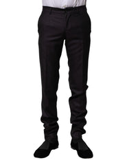 Dolce & Gabbana Black Wool Patterned Formal Pants - IT44 | XS - Trousers