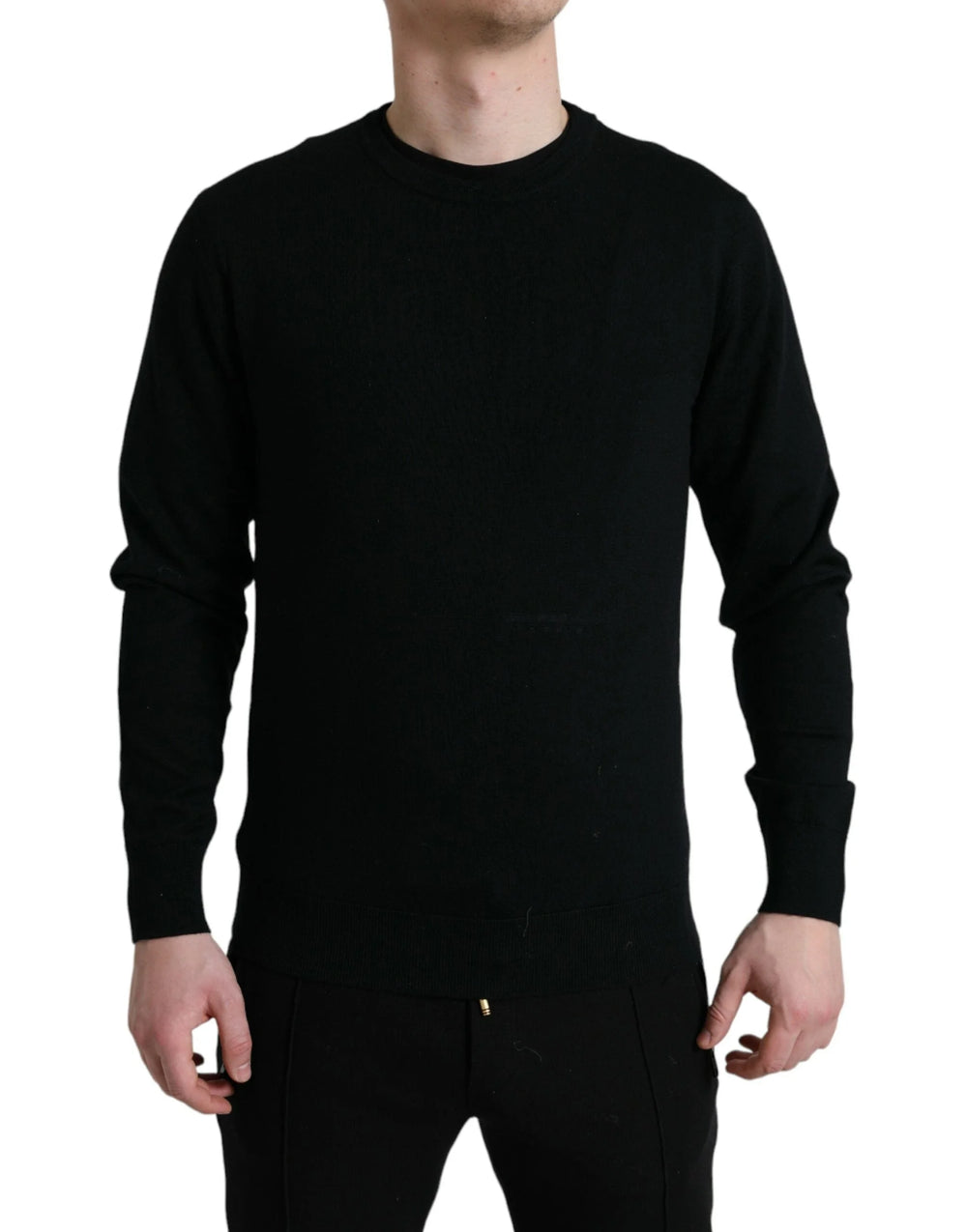 Dolce & Gabbana Black Wool Round Neck Pullover Sweater - IT46 | S