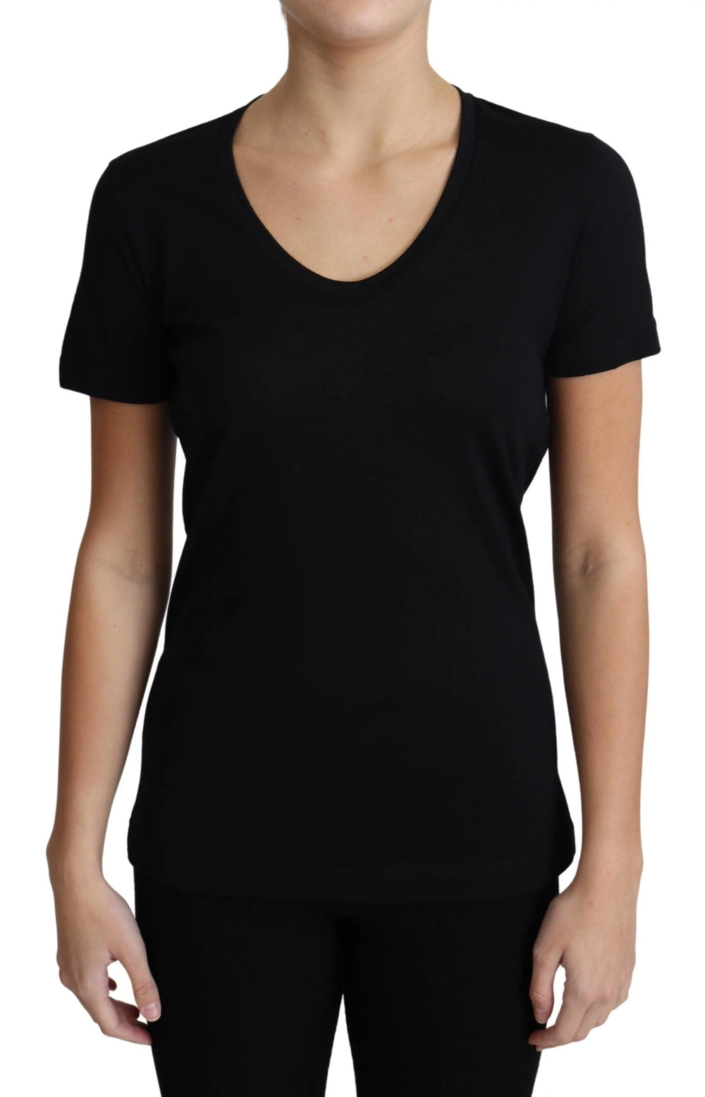 Dolce & Gabbana Black Wool Round Neck Short Sleeves T-shirt - IT40|S - T-Shirts