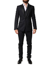 Dolce & Gabbana Black Wool Single Breasted 3 Piece Men Suit - IT44 | XS