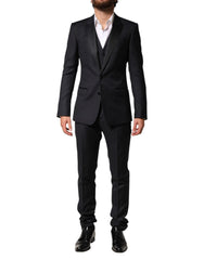 Dolce & Gabbana Black Wool Single Breasted 3 Piece Men Suit - IT44 | XS