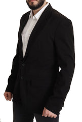 Dolce & Gabbana Black Wool Single Breasted Coat Blazer - IT50 | L