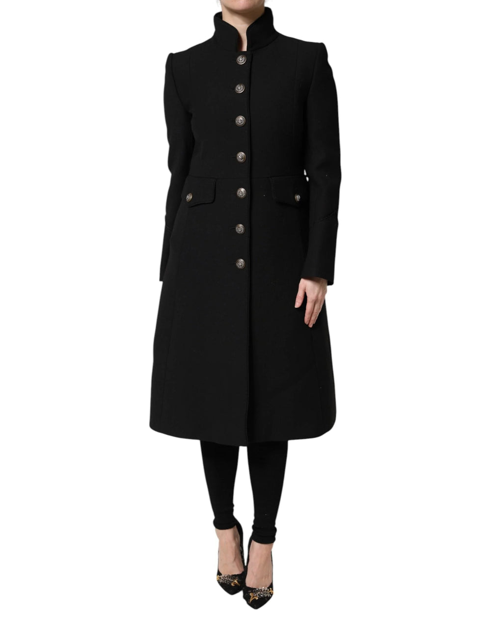 Dolce & Gabbana Black Wool Single Breasted Trench Coat Jacket - Trench Coats