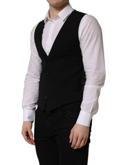 Dolce & Gabbana Black Wool Single Breasted Waistcoat Vest - IT46 | S