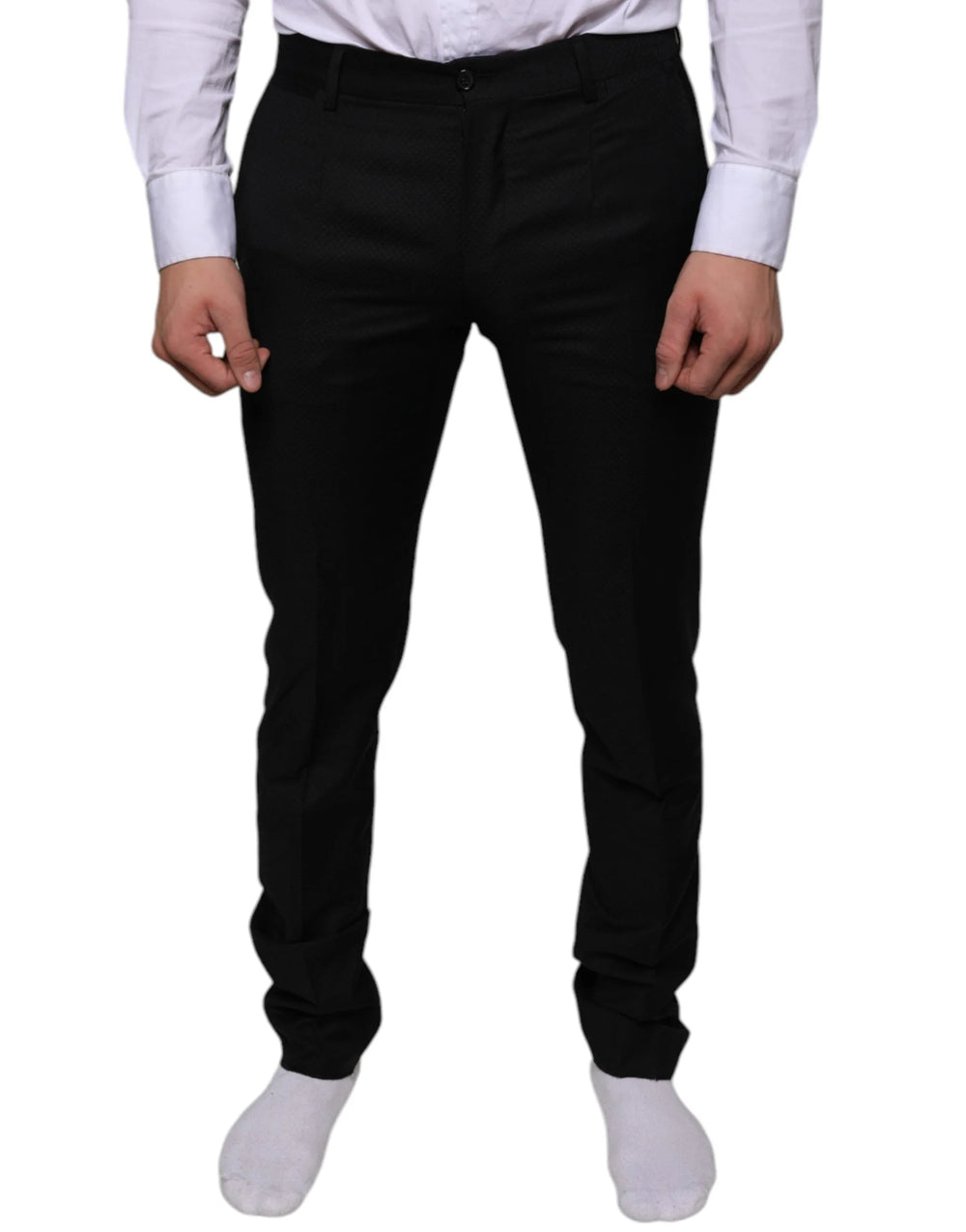 Dolce & Gabbana Black Wool Skinny Dress Formal Pants - IT46 | S - Trousers