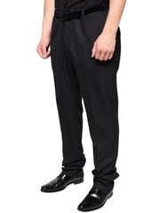 Dolce & Gabbana Black Wool Skinny Dress Formal Pants - IT54 | XL - Trousers