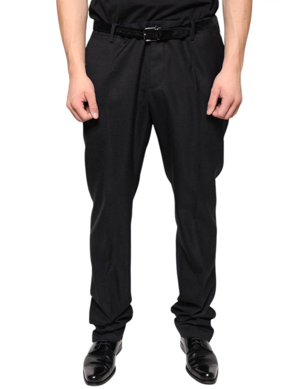 Dolce & Gabbana Black Wool Skinny Dress Formal Pants - IT54 | XL - Trousers