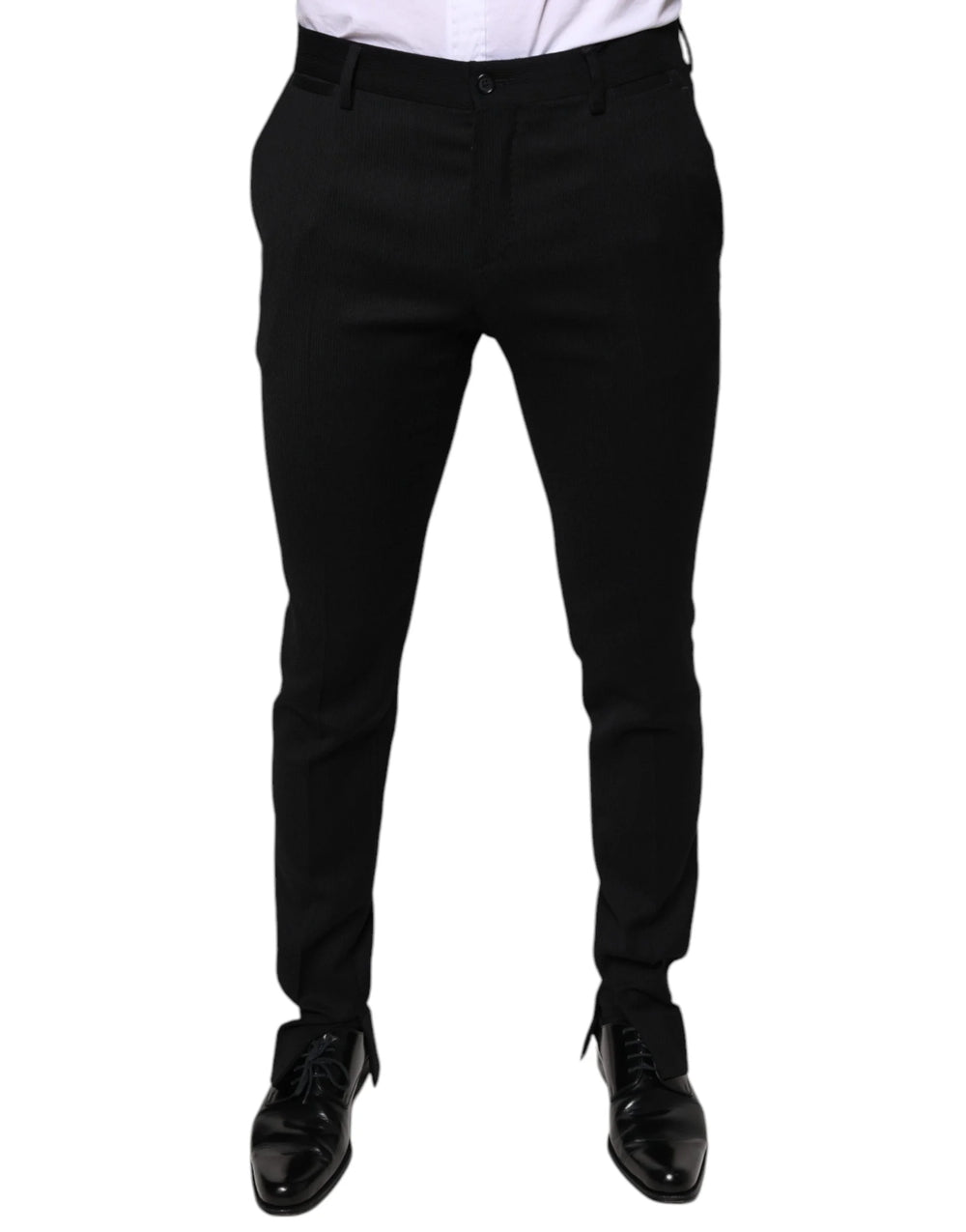 Dolce & Gabbana Black Wool Skinny Formal Dress Pants - IT48 | M - Trousers