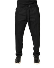 Dolce & Gabbana Black Wool Skinny Jogger Trouser Pants - IT52 | XL