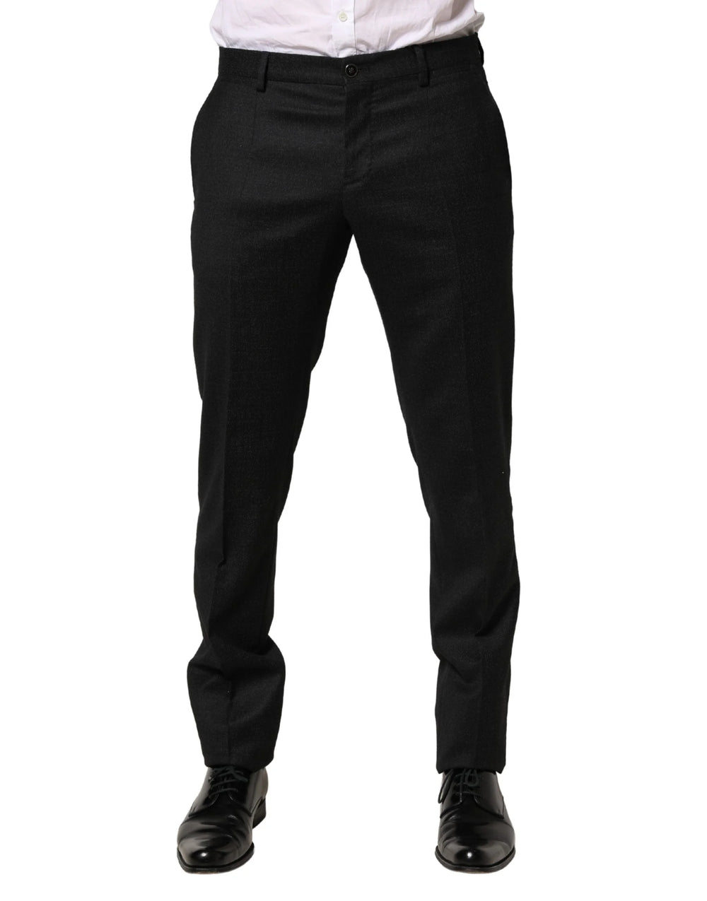 Dolce & Gabbana Black Wool Skinny Men Dress Trouser Pants - IT48 | M