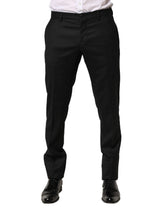Dolce & Gabbana Black Wool Skinny Men Dress Trouser Pants - IT48 | M