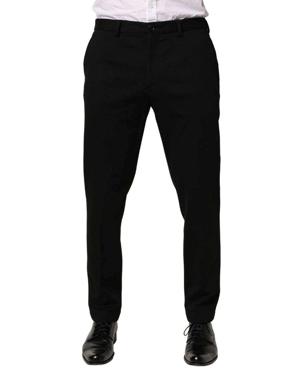 Dolce & Gabbana Black Wool Skinny Men Dress Trouser Pants - IT50 | L
