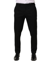 Dolce & Gabbana Black Wool Skinny Men Dress Trouser Pants - IT50 | L