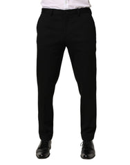 Dolce & Gabbana Black Wool Skinny Men Dress Trouser Pants - IT50 | L