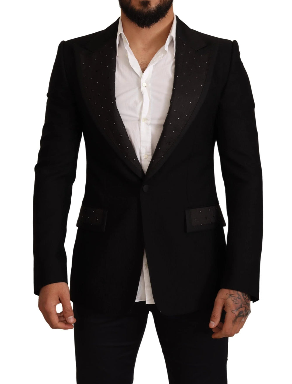 Dolce & Gabbana Black Wool Slim Fit Coat Blazer Jacket - IT48 | M - Sport Jackets