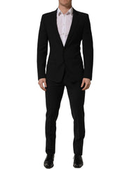 Dolce & Gabbana Black Wool Slim Fit Formal 2 Piece Men Suit - IT54 | XL
