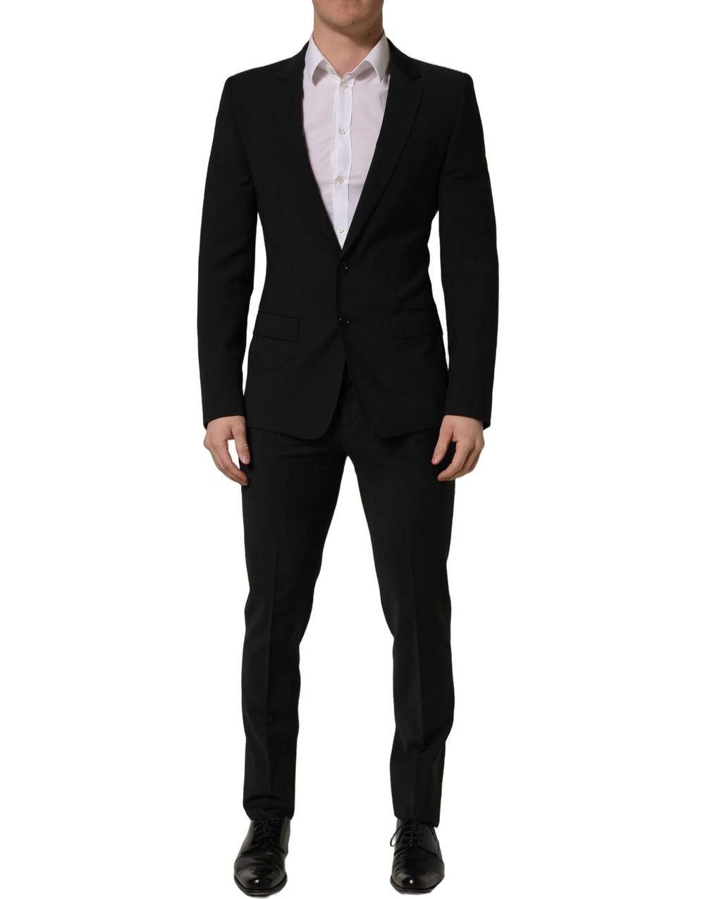 Dolce & Gabbana Black Wool Slim Fit Formal 2 Piece Men Suit - IT54 | XL