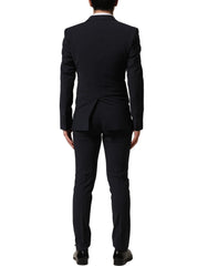 Dolce & Gabbana Black Wool Slim Fit Formal 3 Piece Men Suit - IT44 | XS