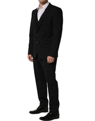 Dolce & Gabbana Black Wool Slim Fit Formal 3 Piece Men Suit - IT53 | XL